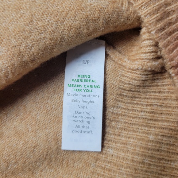 Aerie Wool Alpaca Cardigan Sweater Women's Small Tan Beige Brown Front-Button - Picture 5 of 10